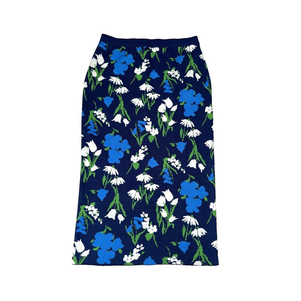 Kate Spade Floral Sweater Midi Skirt Knitted Size M Stretch Pull On
